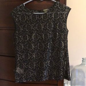 Lace Black Cap Sleeve Sheer Blouse